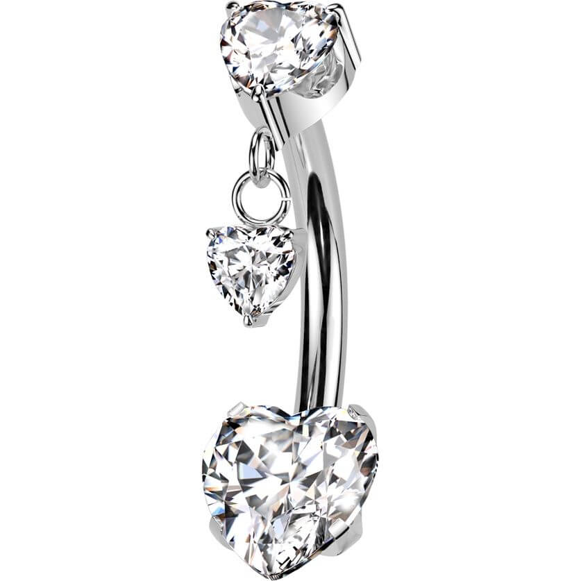 Titane Piercing Nombril pendentif zirconium en forme de coeur Enfoncer - Image 4
