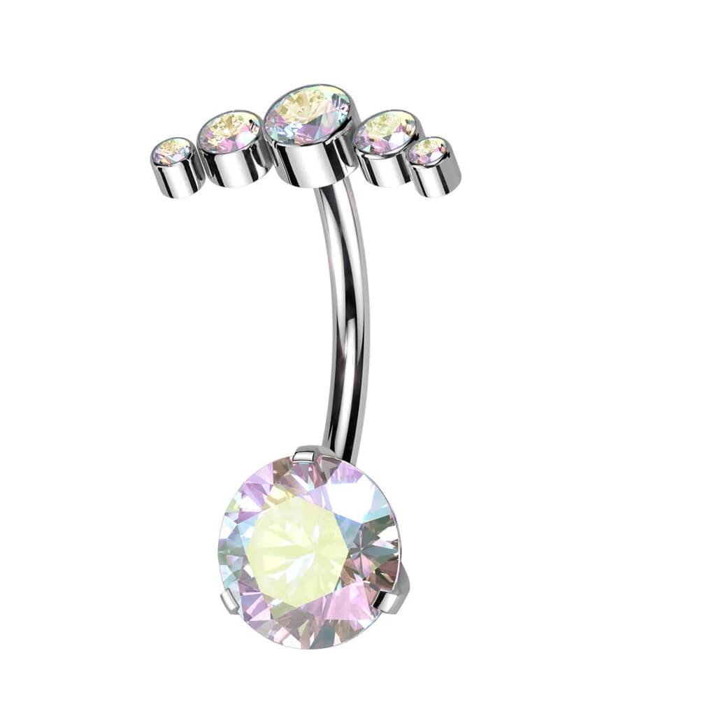 Titane Piercing Nombril Éventail Zirconia Enfoncer - Image 2