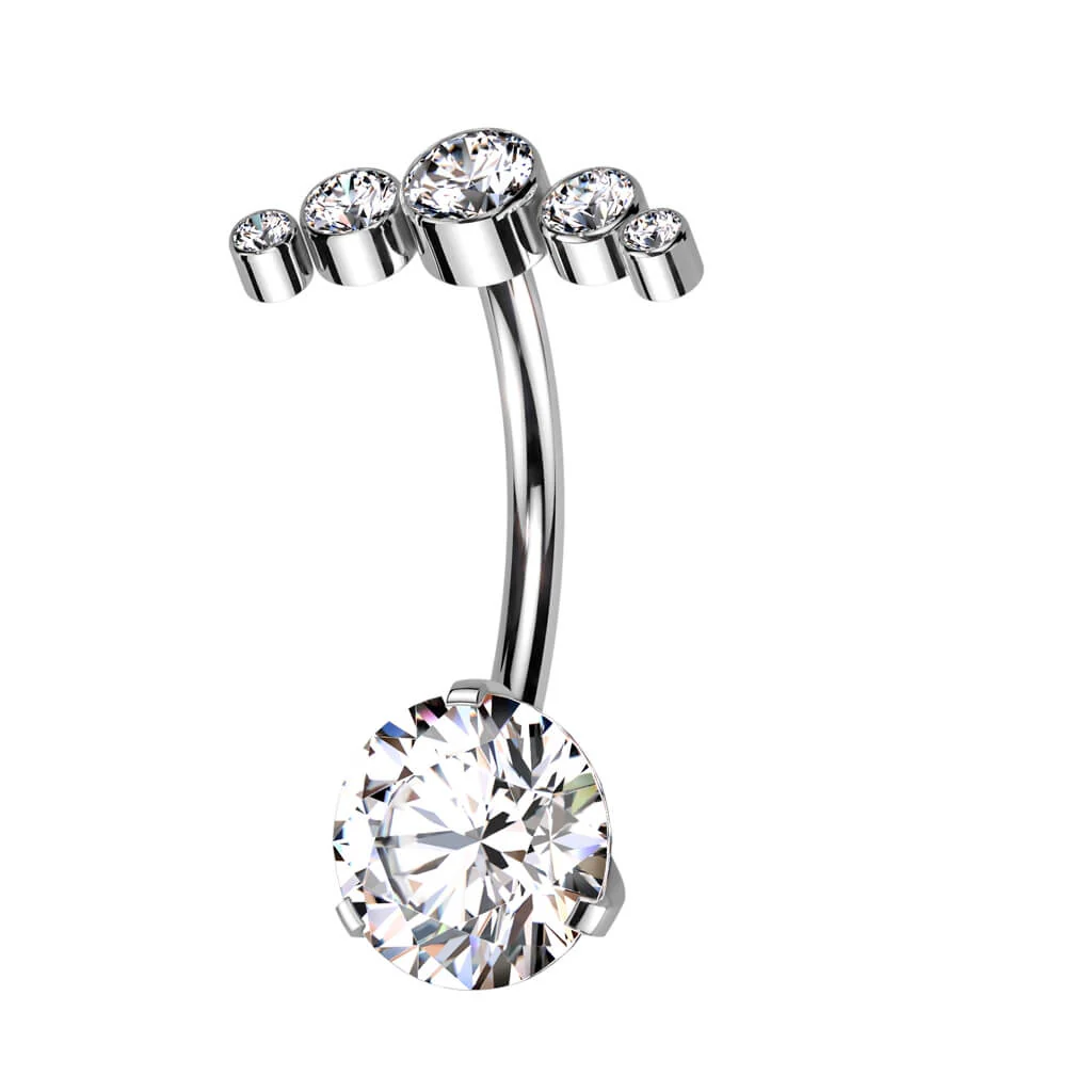 Titane Piercing Nombril Éventail Zirconia Enfoncer - Image 3