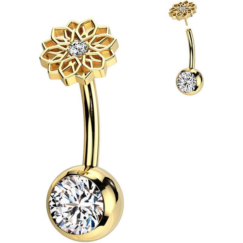 Titane Piercing Nombril fleur zircone Enfoncer - Image 3