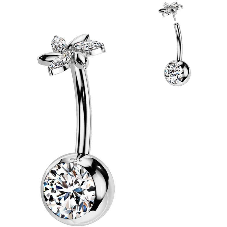 Titane Piercing Nombril fleur zircone Enfoncer - Image 4