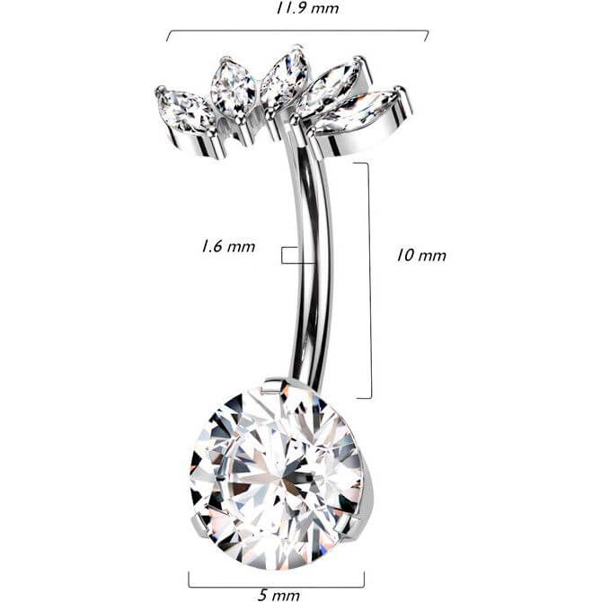 Titane Piercing Nombril 5 Marquise Zircone Enfoncer - Image 2