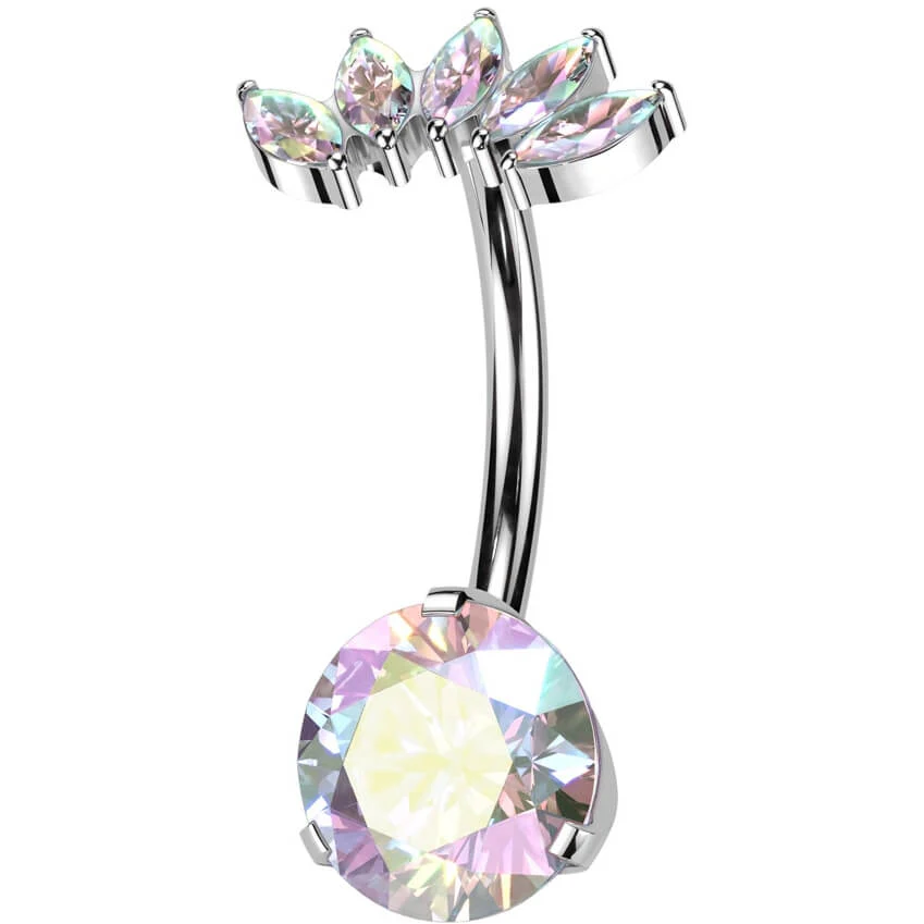 Titane Piercing Nombril 5 Marquise Zircone Enfoncer - Image 3
