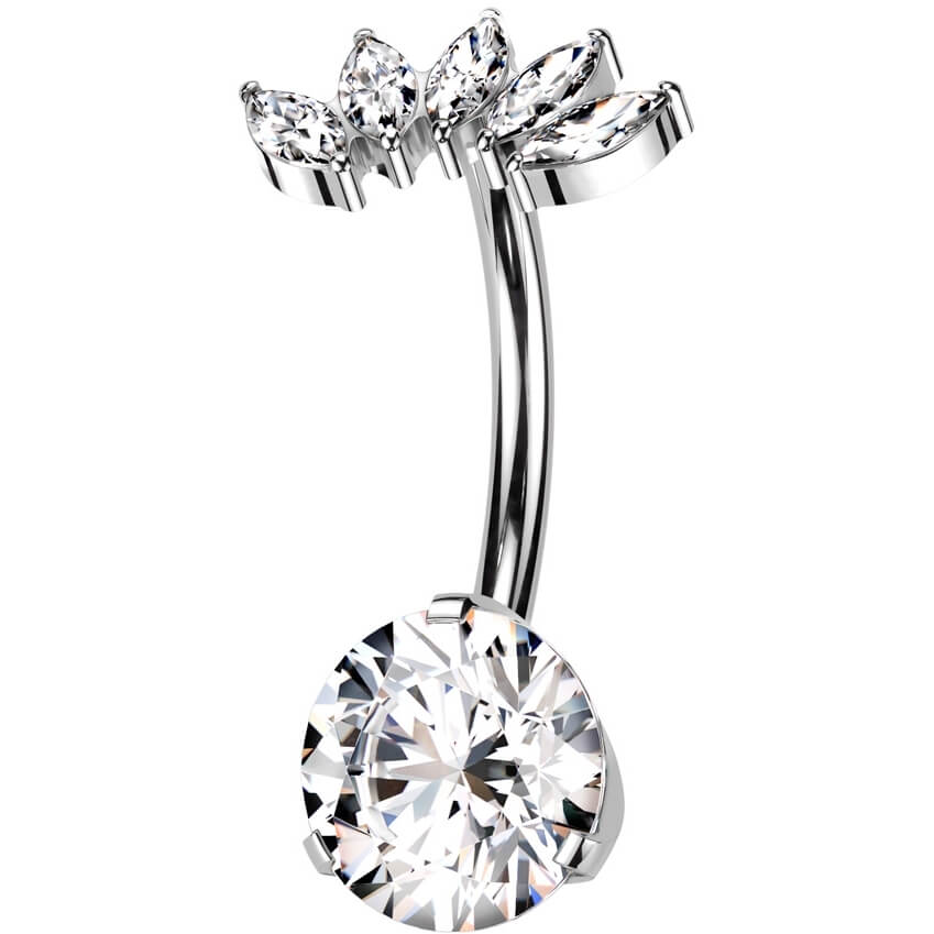 Titane Piercing Nombril 5 Marquise Zircone Enfoncer - Image 4