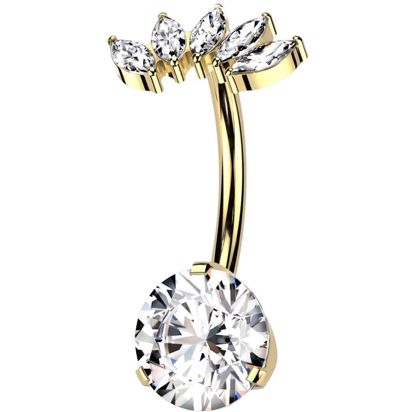 Titane Piercing Nombril 5 Marquise Zircone Enfoncer - Image 5