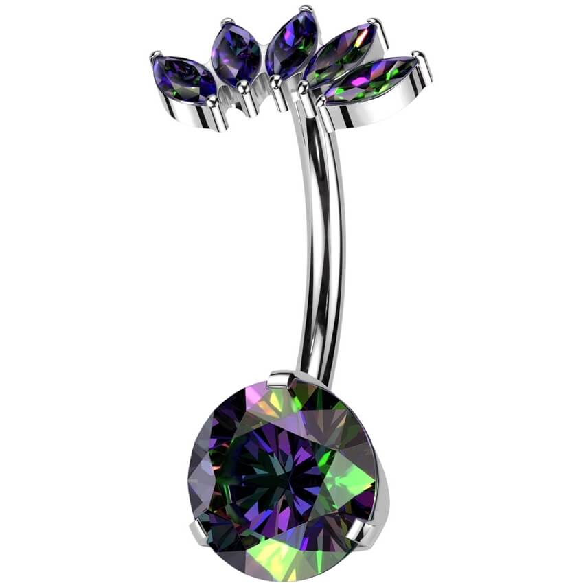 Titane Piercing Nombril 5 Marquise Zircone Enfoncer - Image 6