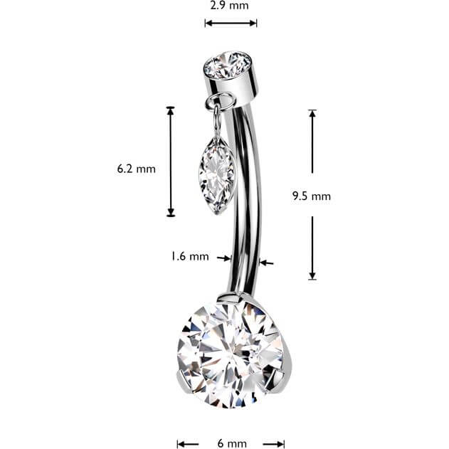 Titane Piercing Nombril Zircone Petit Pendentif Enfoncer - Image 2