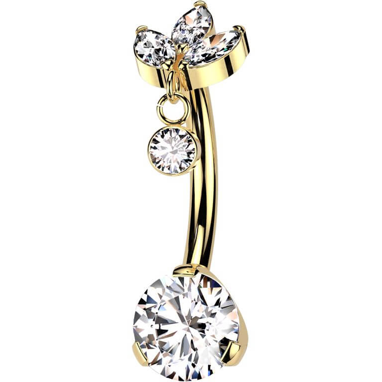 Titane Piercing Nombril Zircone Petit Pendentif Marquise Enfoncer - Image 5