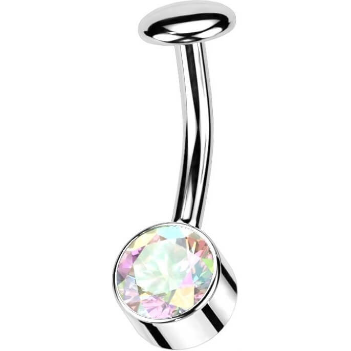 Titane Piercing Nombril Zircone Serti Clos Enfoncer