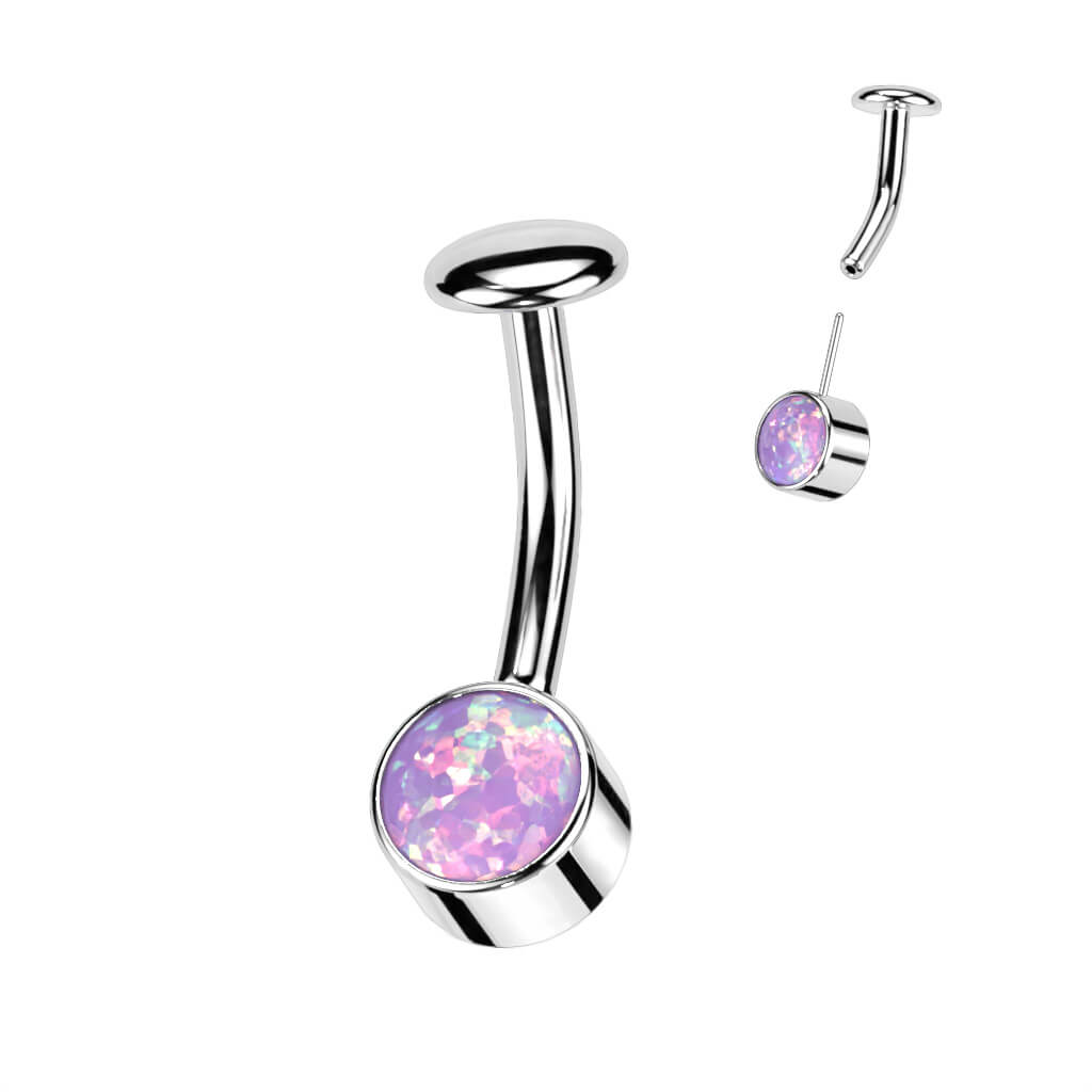 Titane Piercing Nombril Opale Serti Clos Argent Enfoncer - Image 7