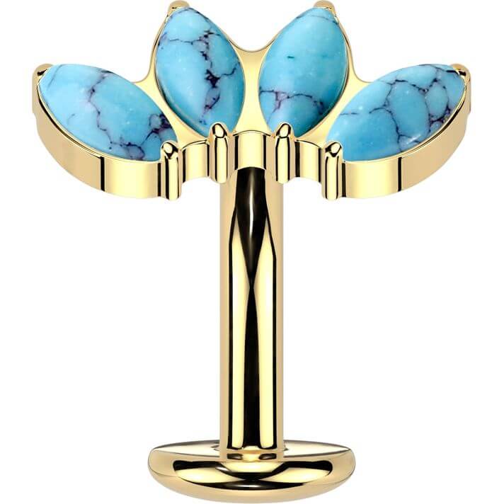 Titane Piercing Nombril Pierres Naturelles Taillées En Marquise Enfoncer - Image 6