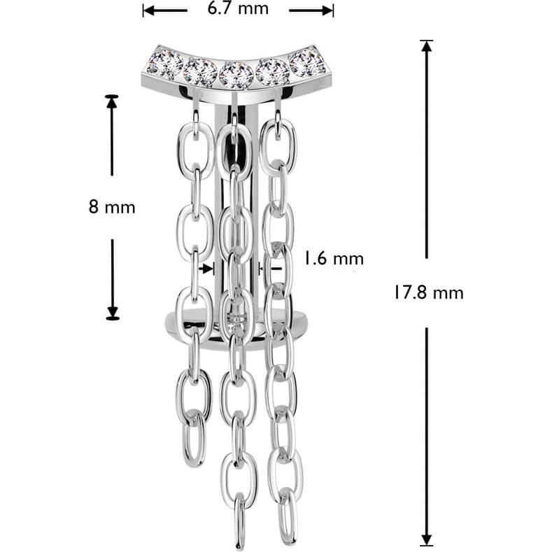 Titane Piercing Nombril 3 Chaînes Zircone Enfoncer - Image 2