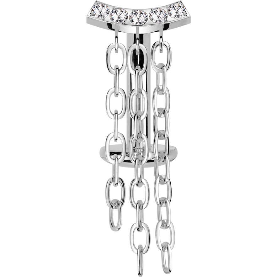 Titane Piercing Nombril 3 Chaînes Zircone Enfoncer - Image 4