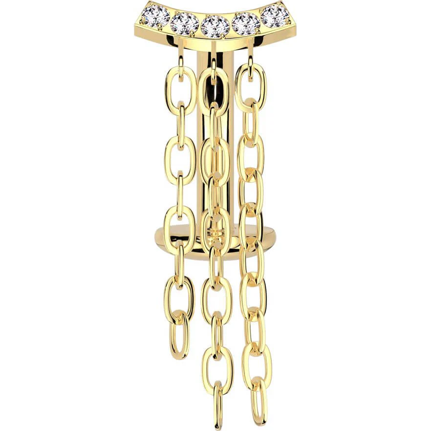 Titane Piercing Nombril 3 Chaînes Zircone Enfoncer - Image 5