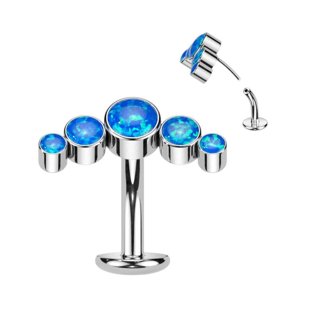 Titane Piercing Nombril 5 Opales Silver Enfoncer - Image 2