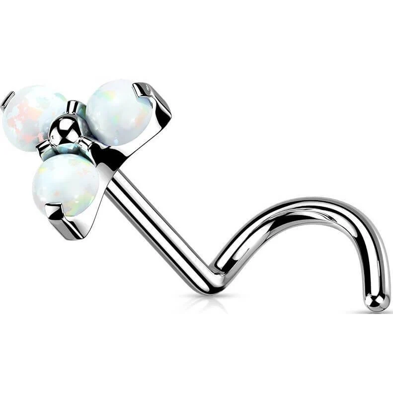 Titane Nez Vis Triangle Zircone Opale Argent Enfoncer