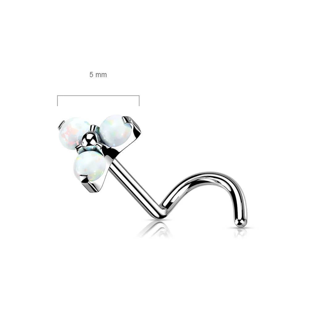 Titane Nez Vis Triangle Zircone Opale Argent Enfoncer - Image 3