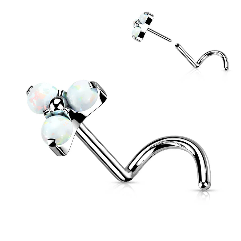 Titane Nez Vis Triangle Zircone Opale Argent Enfoncer - Image 4
