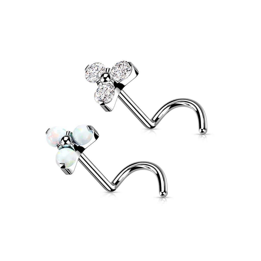 Titane Nez Vis Triangle Zircone Opale Argent Enfoncer - Image 5