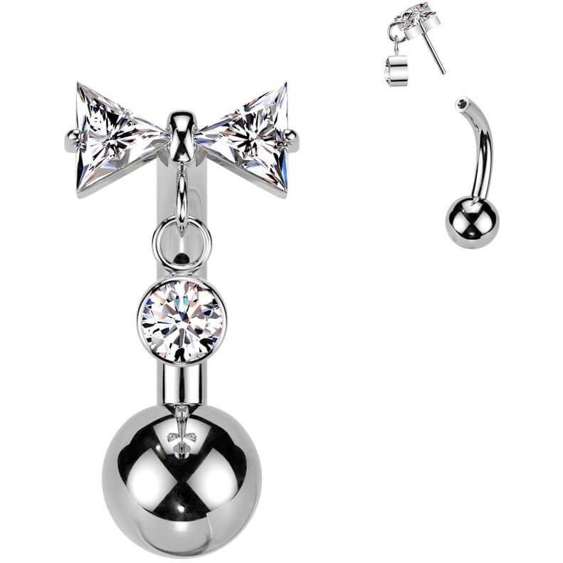 Titane Piercing Nombril arc pendentif zircone Enfoncer - Image 4