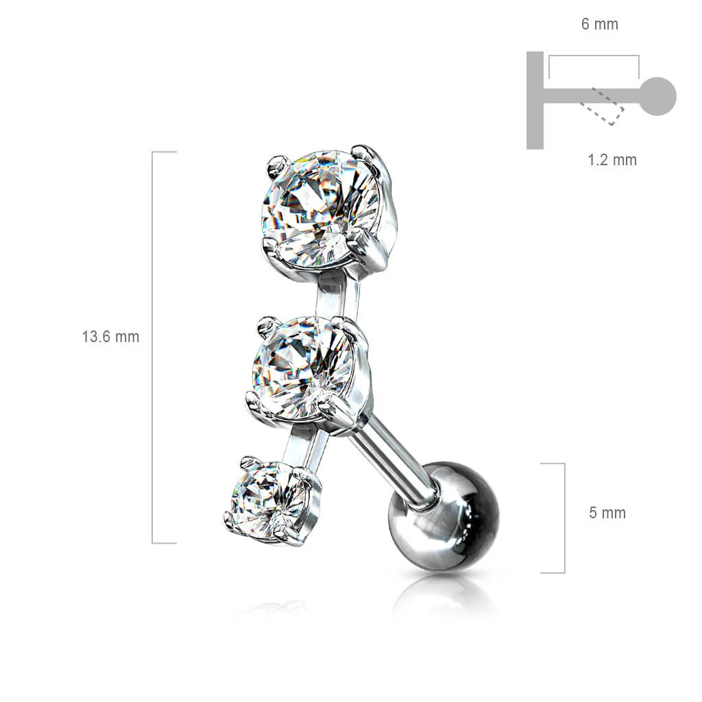 Barre 3 Zircones Argent - Image 3