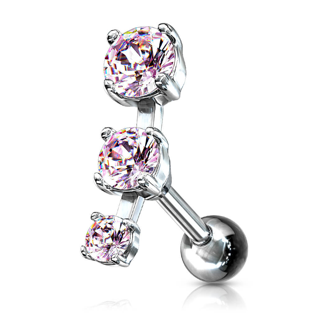 Barre 3 Zircones Argent - Image 4