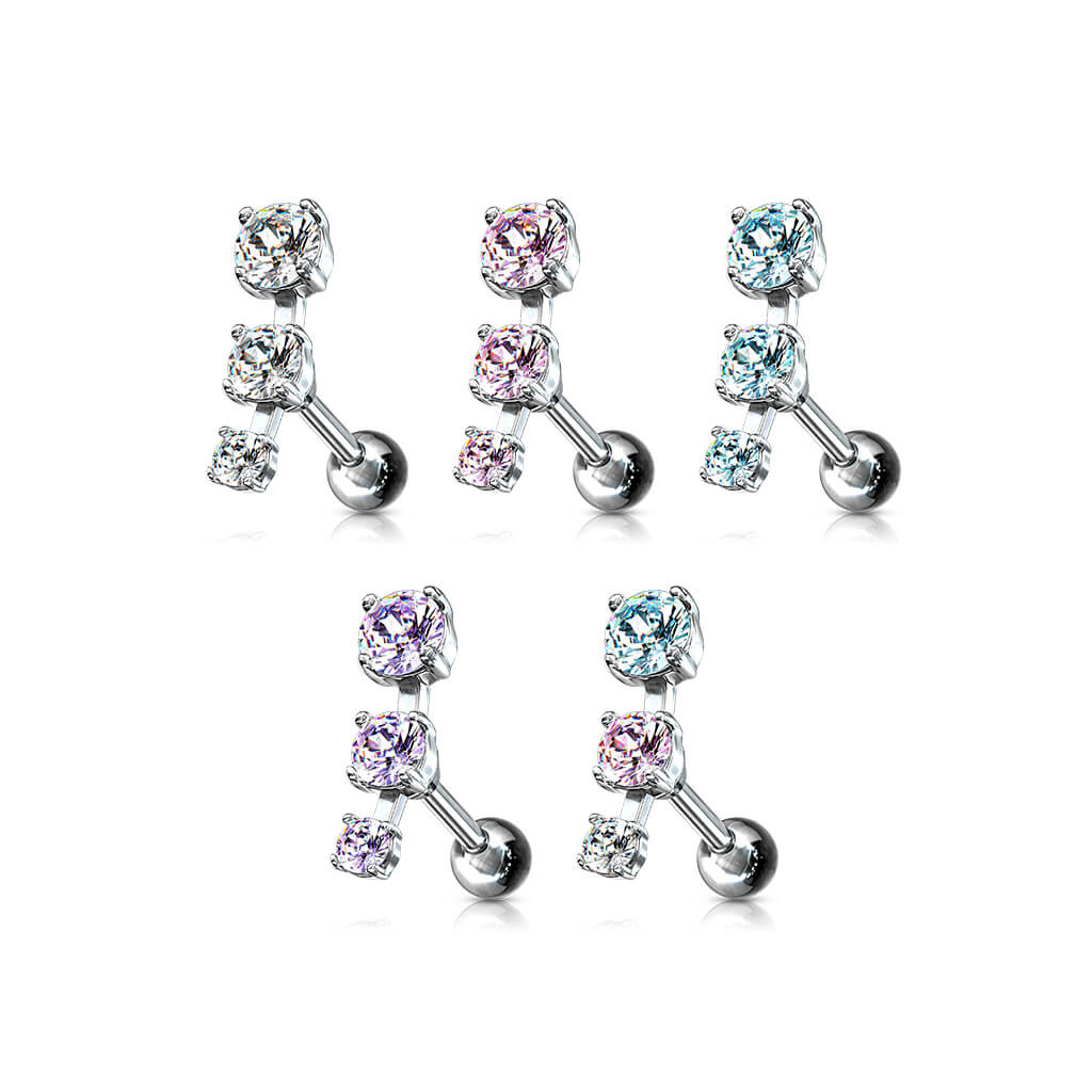 Barre 3 Zircones Argent - Image 5
