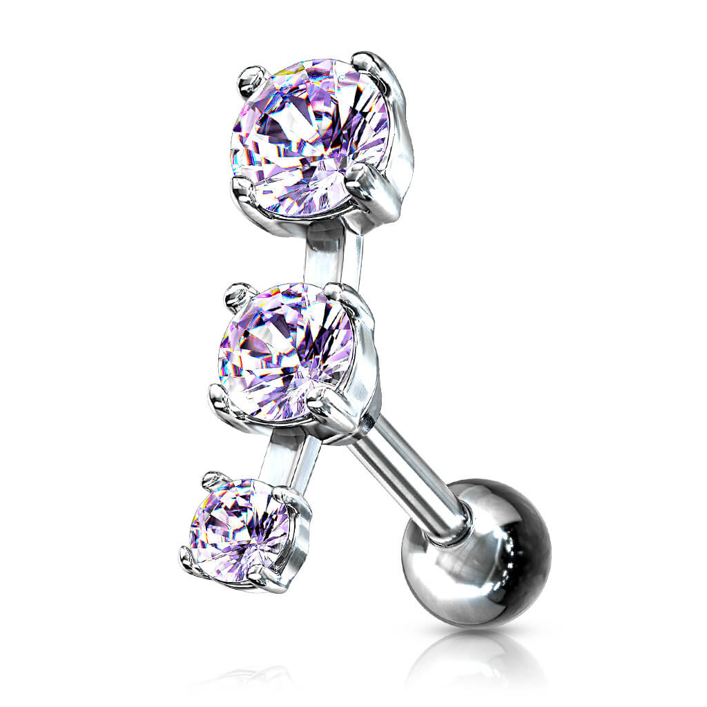 Barre 3 Zircones Argent - Image 7