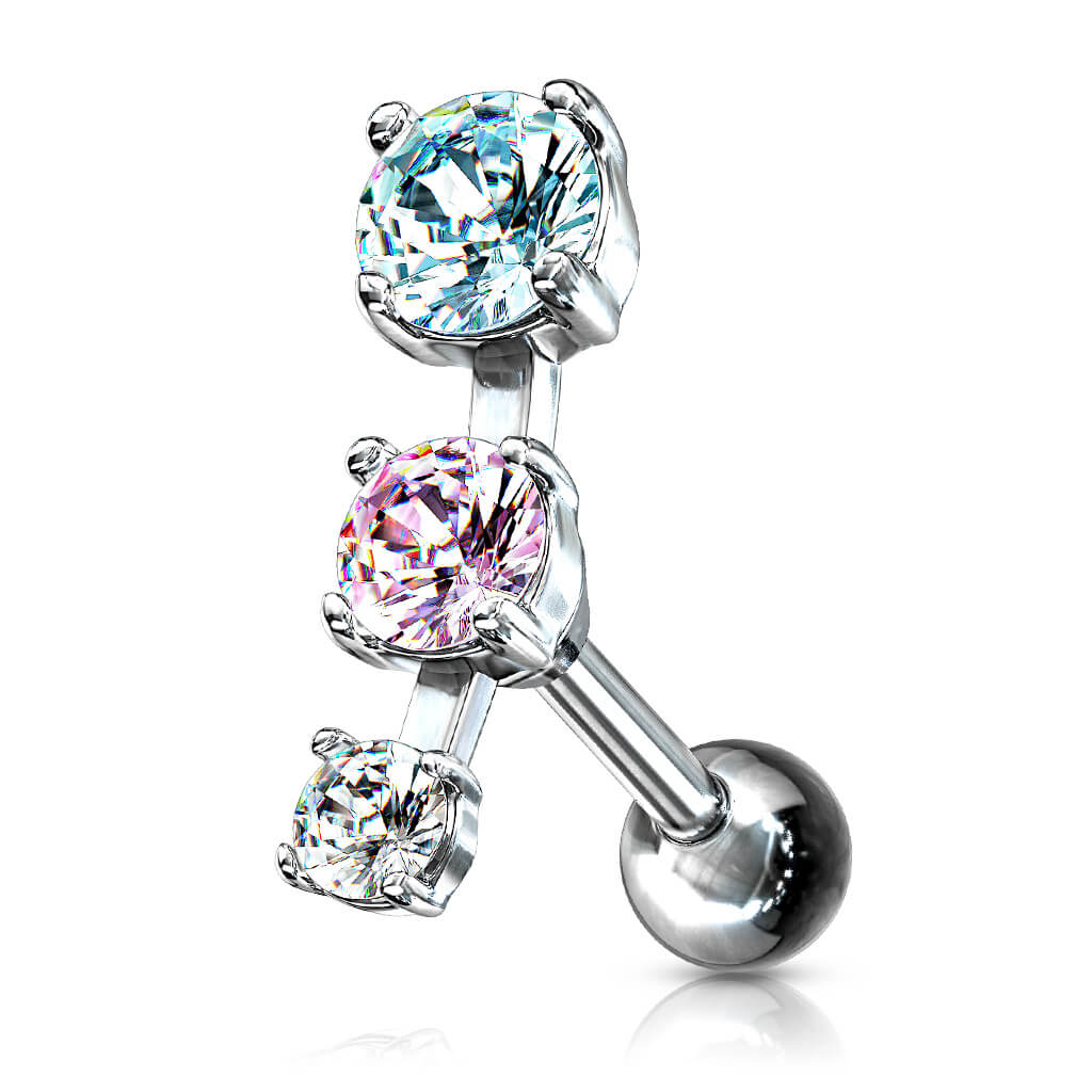 Barre 3 Zircones Argent - Image 8