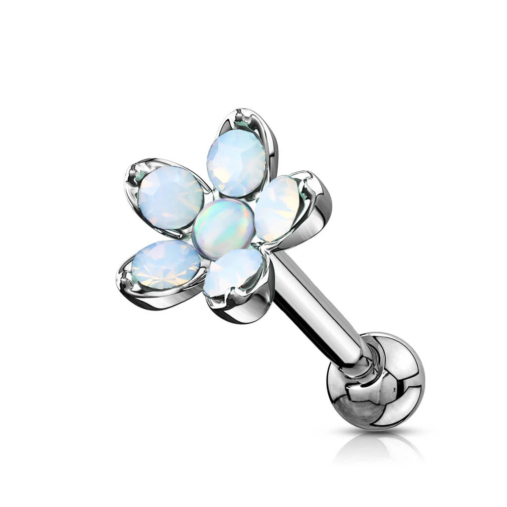 Barre Fleur Opale Argent - Image 4