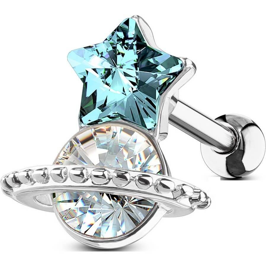 Barre Étoile Saturne Zircone Silver