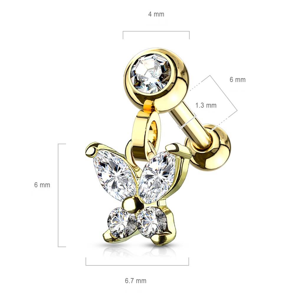 Barre Pendentif Papillon Zircone - Image 3