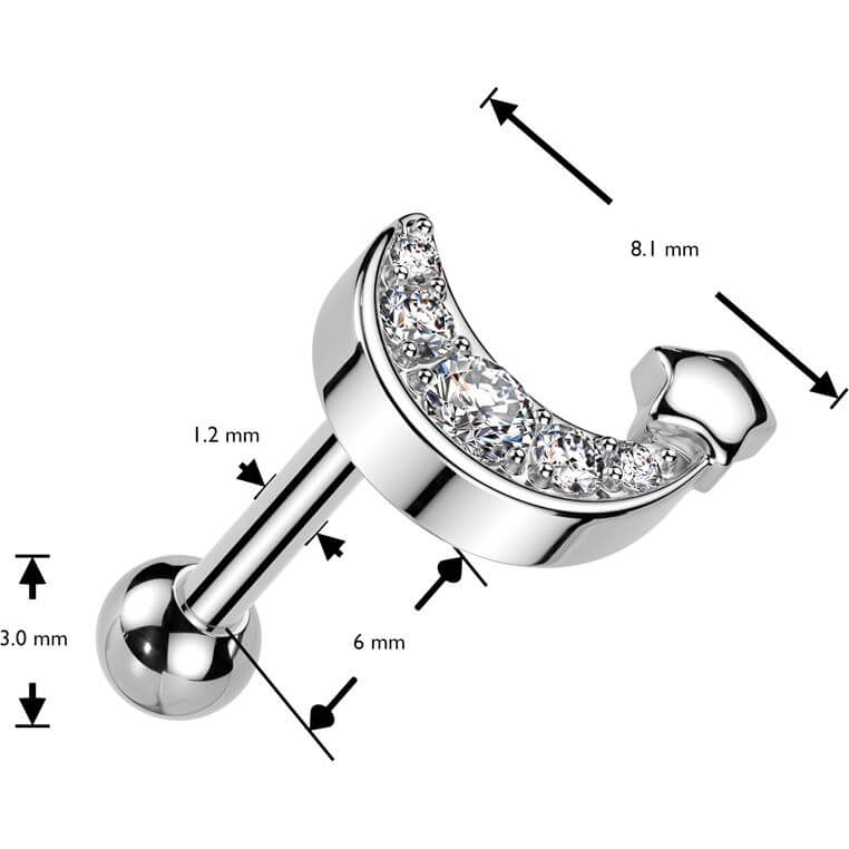 Barre étoile croissant lune zirconia - Image 2