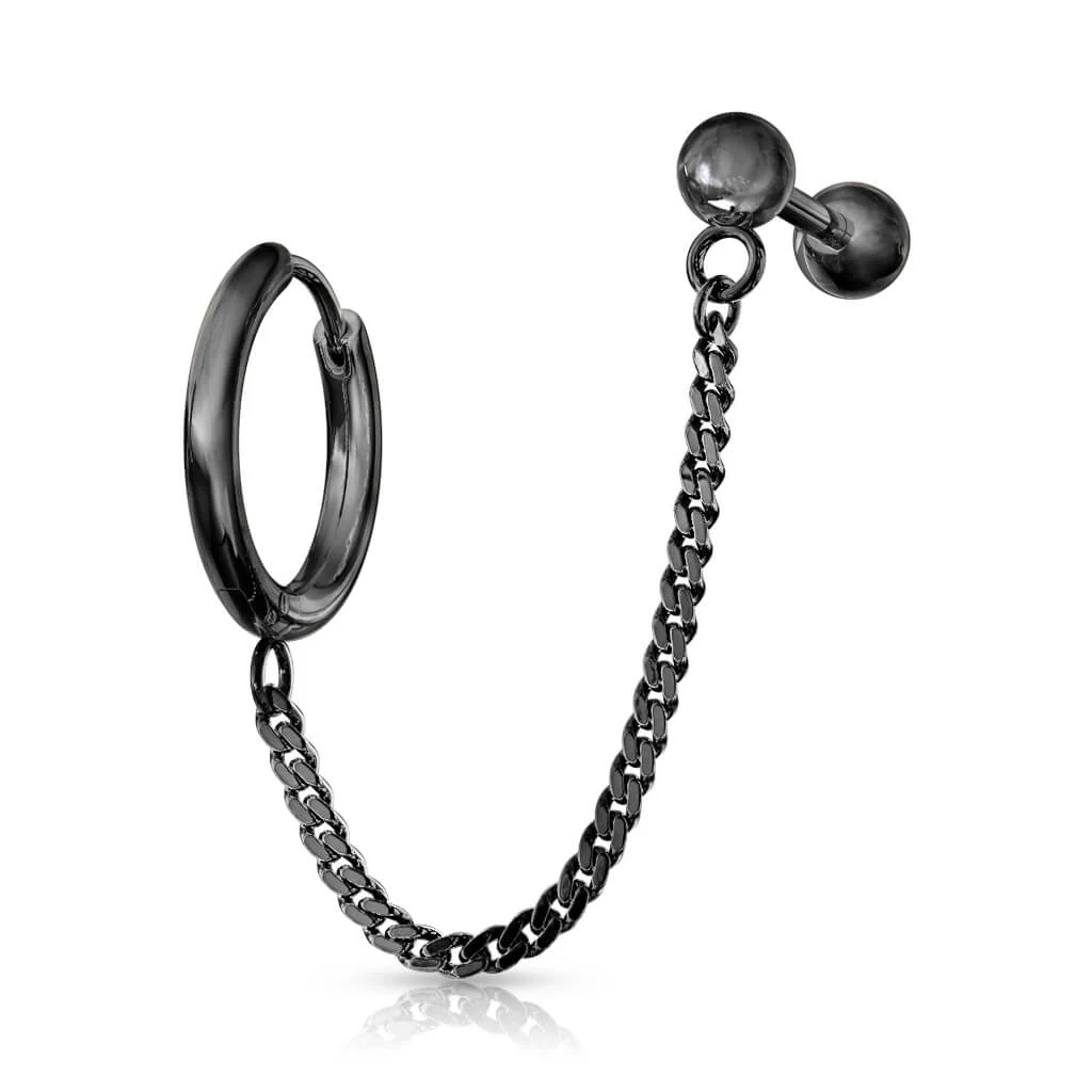 Boucle d'Oreille Barre Chaine Cliqueur - Image 4