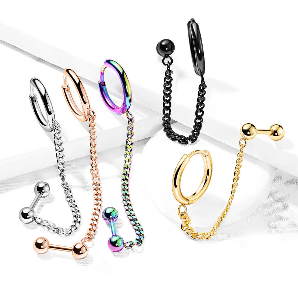Boucle d'Oreille Barre Chaine Cliqueur - Image 9