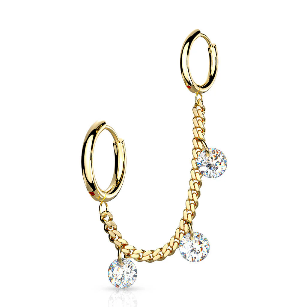 Boucle d'Oreille Chaîne Zirconia Cliqueur - Image 2