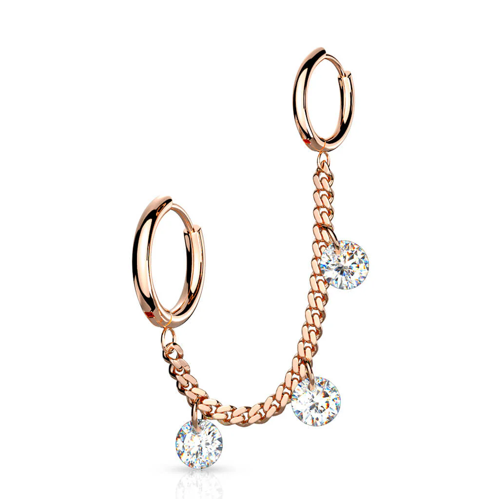 Boucle d'Oreille Chaîne Zirconia Cliqueur - Image 4