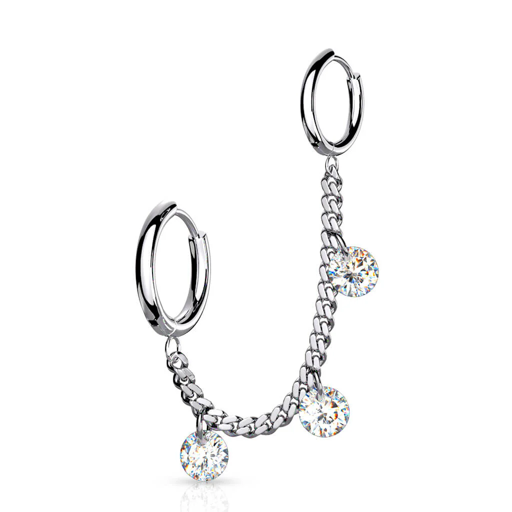 Boucle d'Oreille Chaîne Zirconia Cliqueur - Image 6