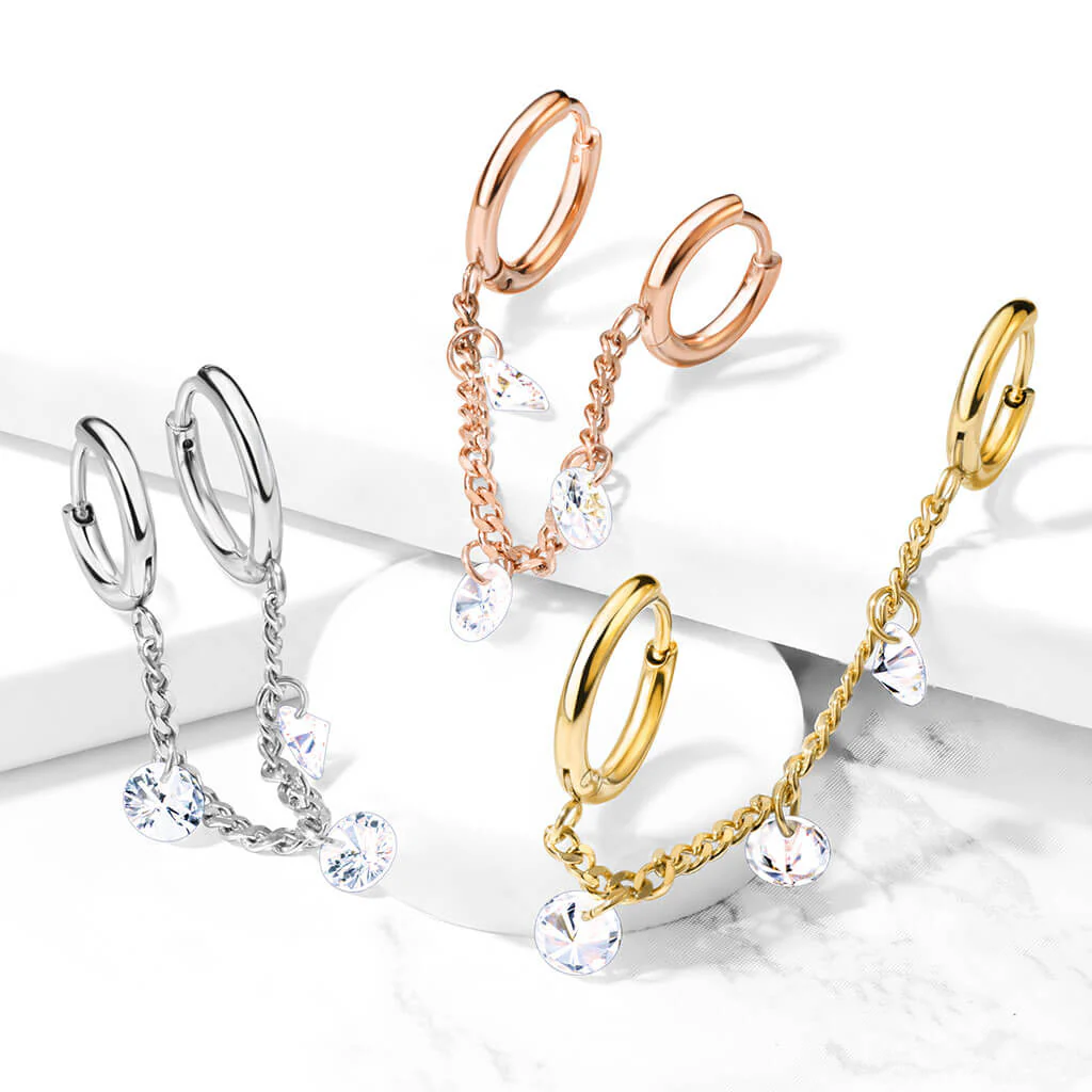 Boucle d'Oreille Chaîne Zirconia Cliqueur - Image 7