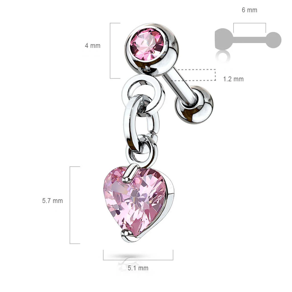 Barre Pendentif Cœur Zircone - Image 3