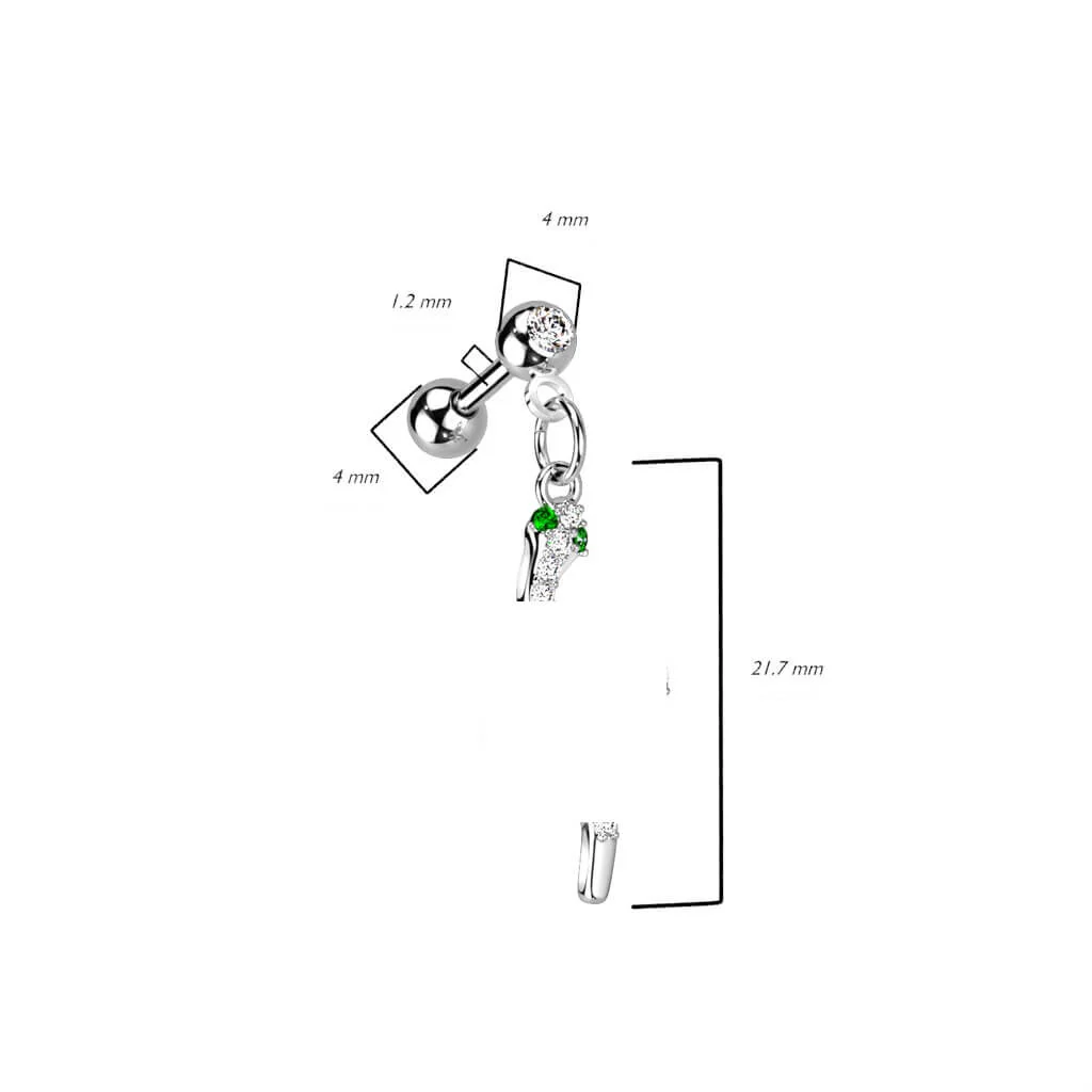 Barre Serpent Zircone Or Argent - Image 3