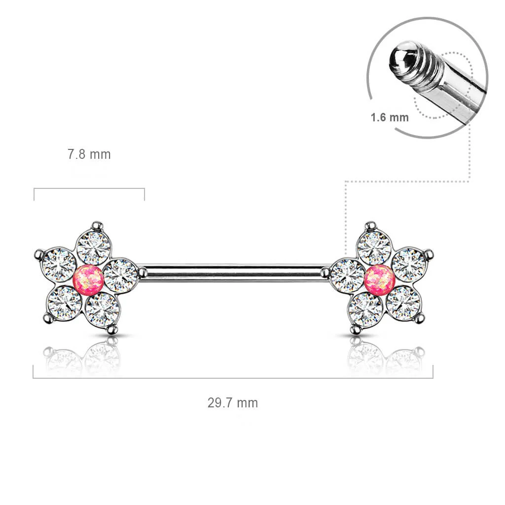 Téton Fleur Zircone Argent - Image 3