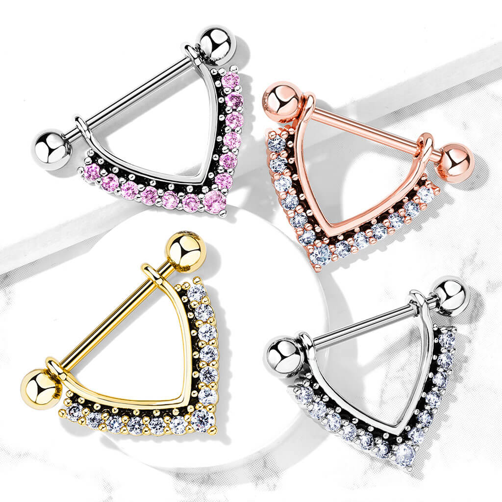Téton Pendentif Couronne Triangle Zircone - Image 7