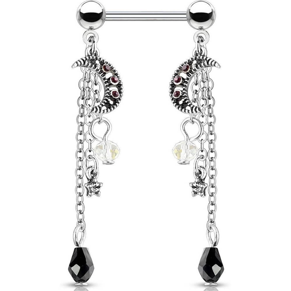 Téton Chaine Lune Zircone Argent