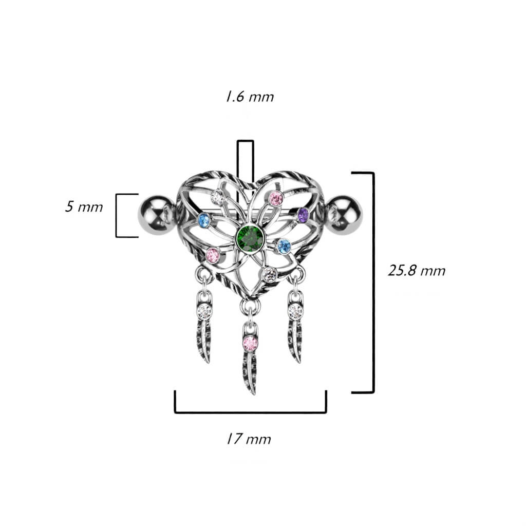 Téton Bouclier Attrape-Rêves Zircone Argent - Image 3