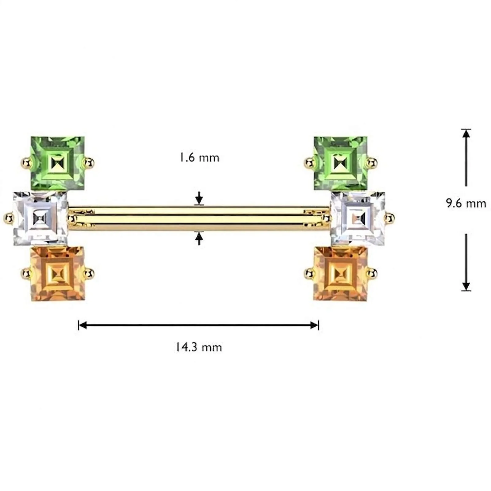Téton zircon carré multicolore - Image 2