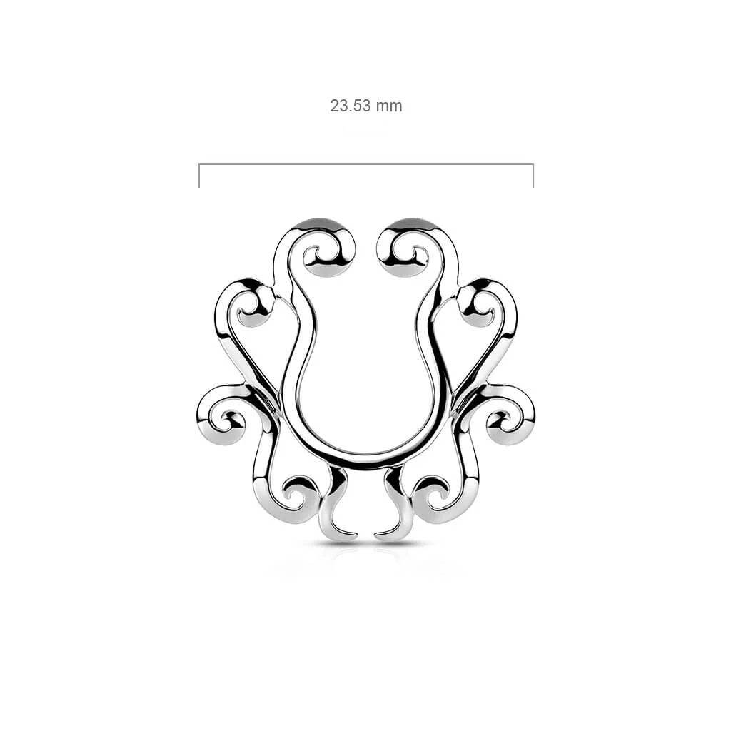 Faux Piercing Tétons Fleur Tribale Argent Pliable - Image 2