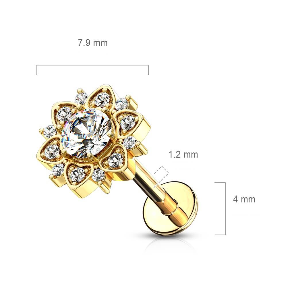 Labret Fleur Zircone Filetage Interne - Image 3