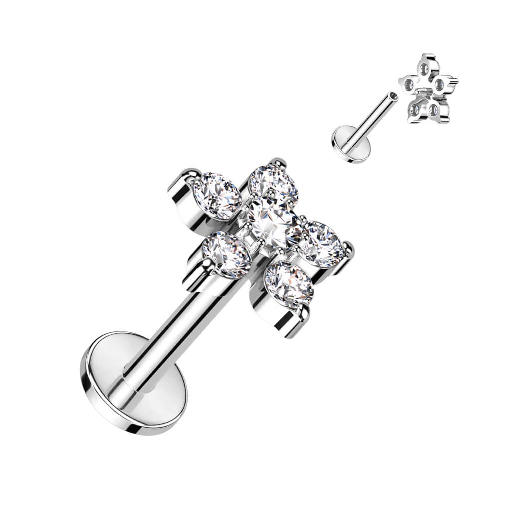 Labret Fleur Zircone Filetage Interne - Image 2