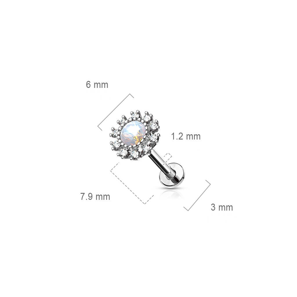 Labret Fleur Zircone Filetage Interne - Image 3